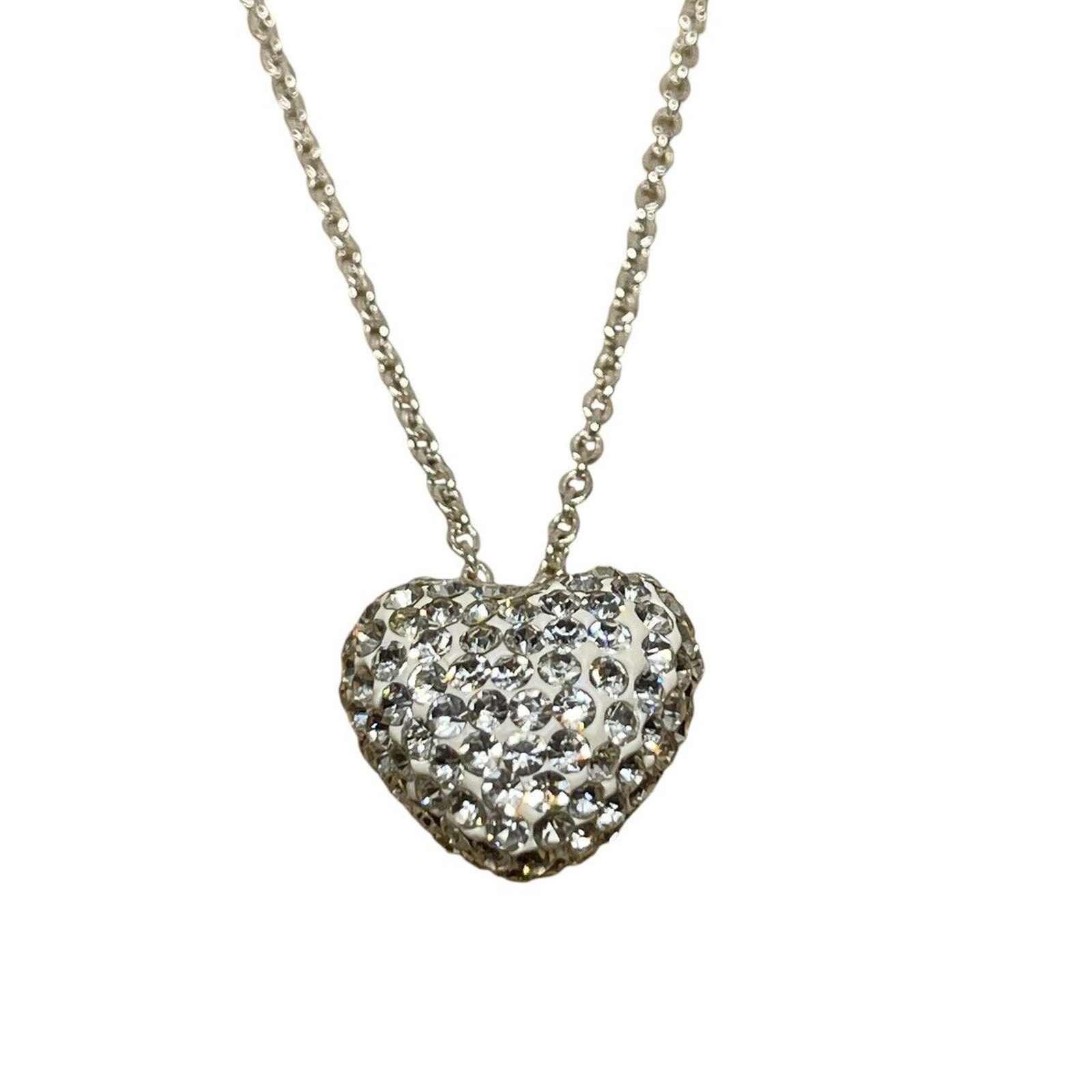 Silver Plated Crystal Heart Pendant Necklace 40